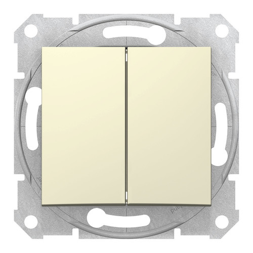 Переключатель 2-клавишный Schneider Electric SEDNA, скрытый монтаж, бежевый