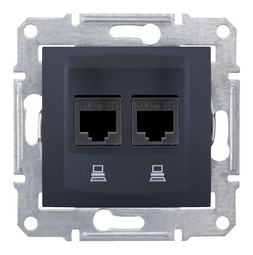 Розетка компьютерная 2xRJ45 Cat.5 SEDNA, графит